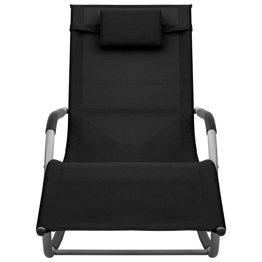 Chaise longue en textilène noir et gris
