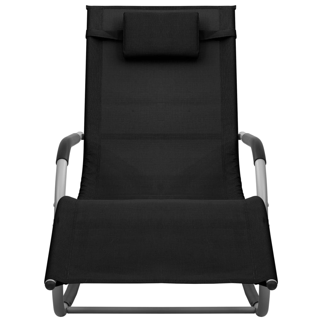 Chaises longues, lot de 2, en textilène noir et gris