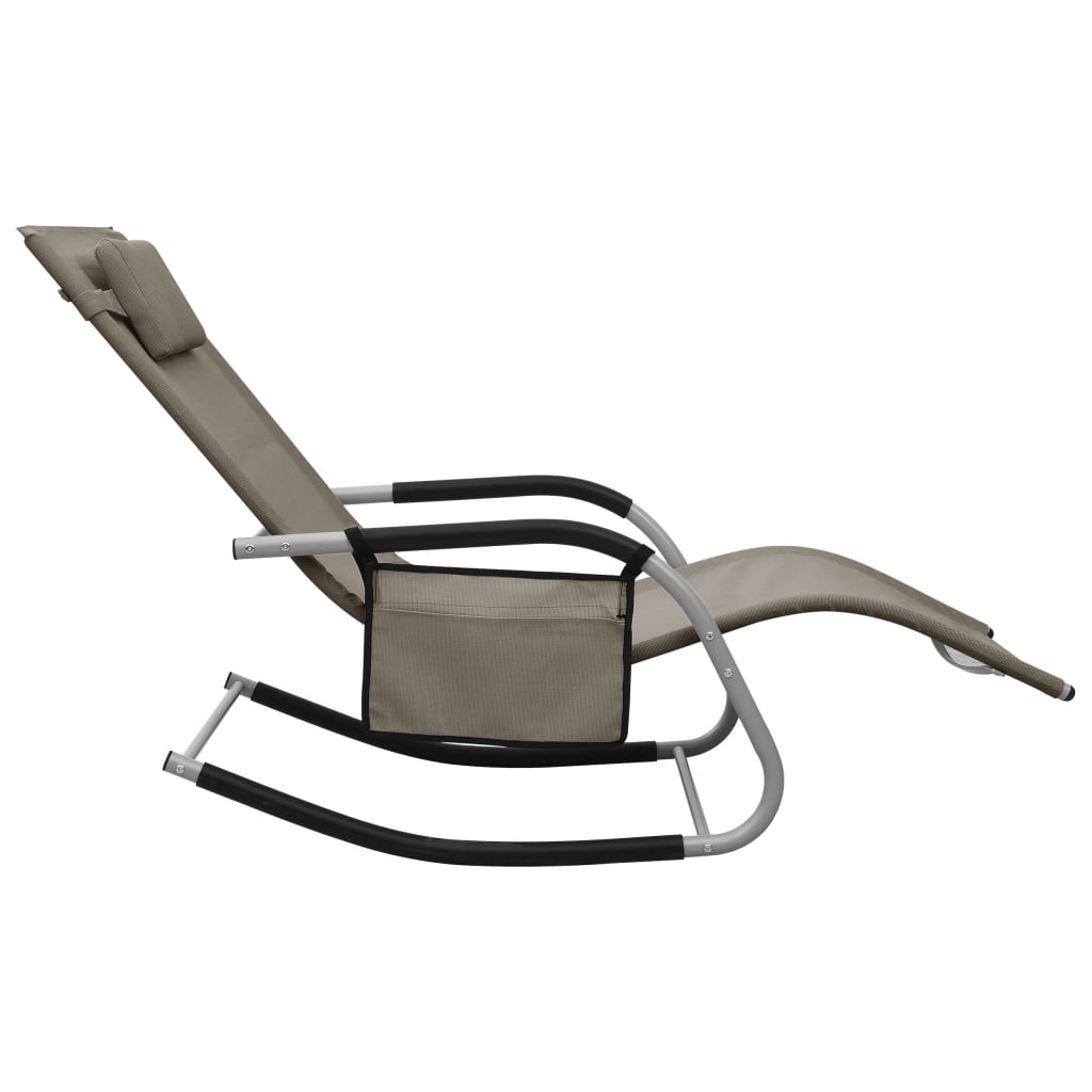 Sun loungers 2 pcs. Textilene taupe and grey