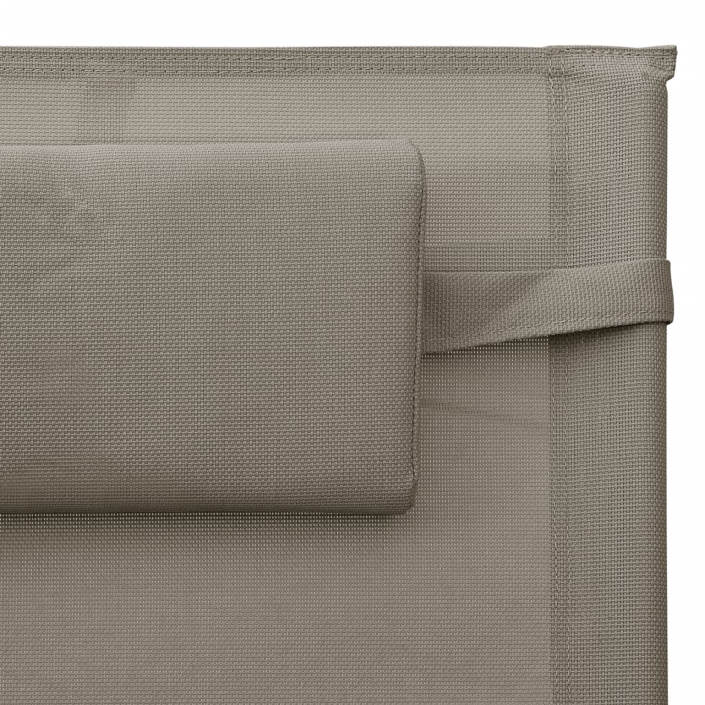 Sun loungers 2 pcs. Textilene taupe and grey