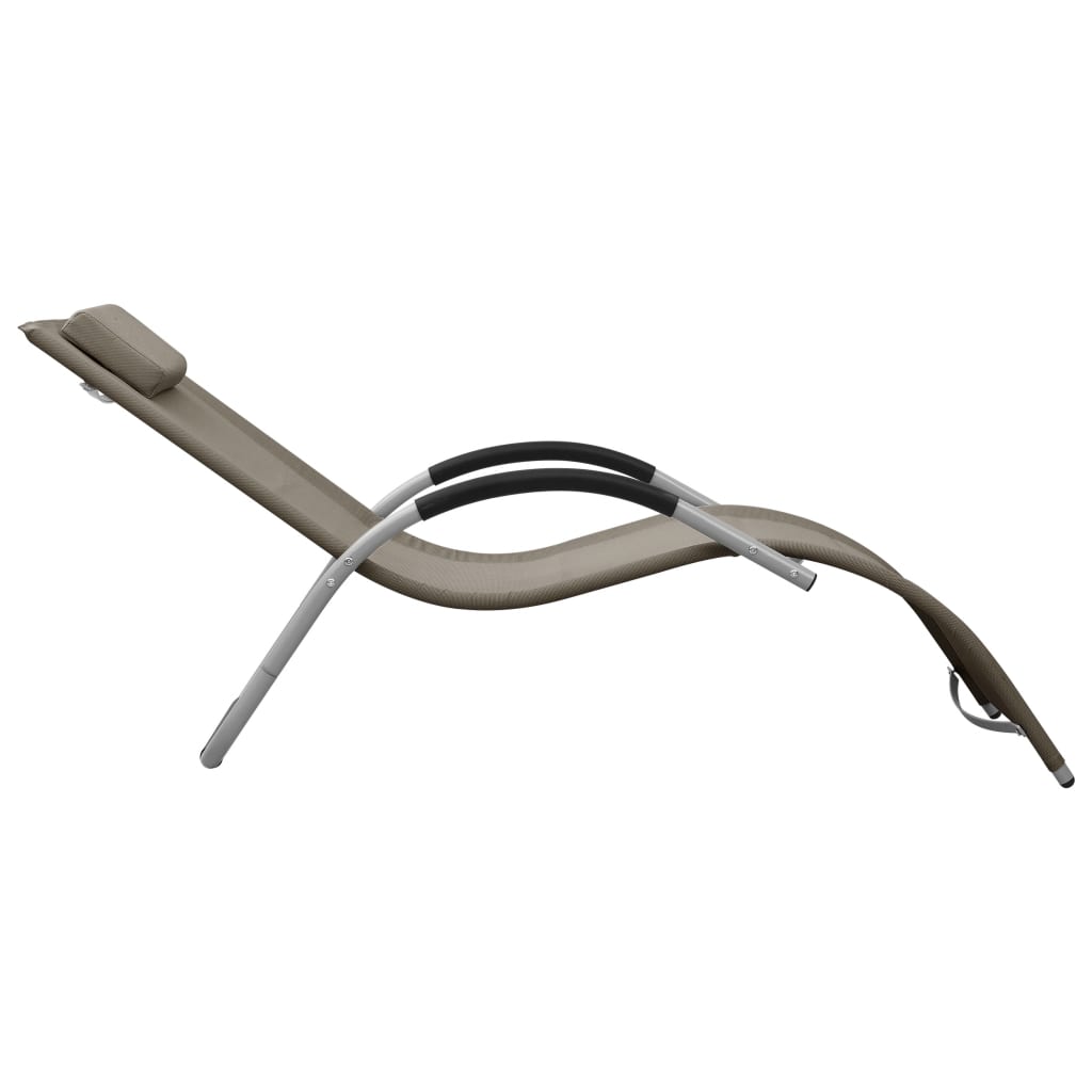 Chaise longue en textilène taupe et gris