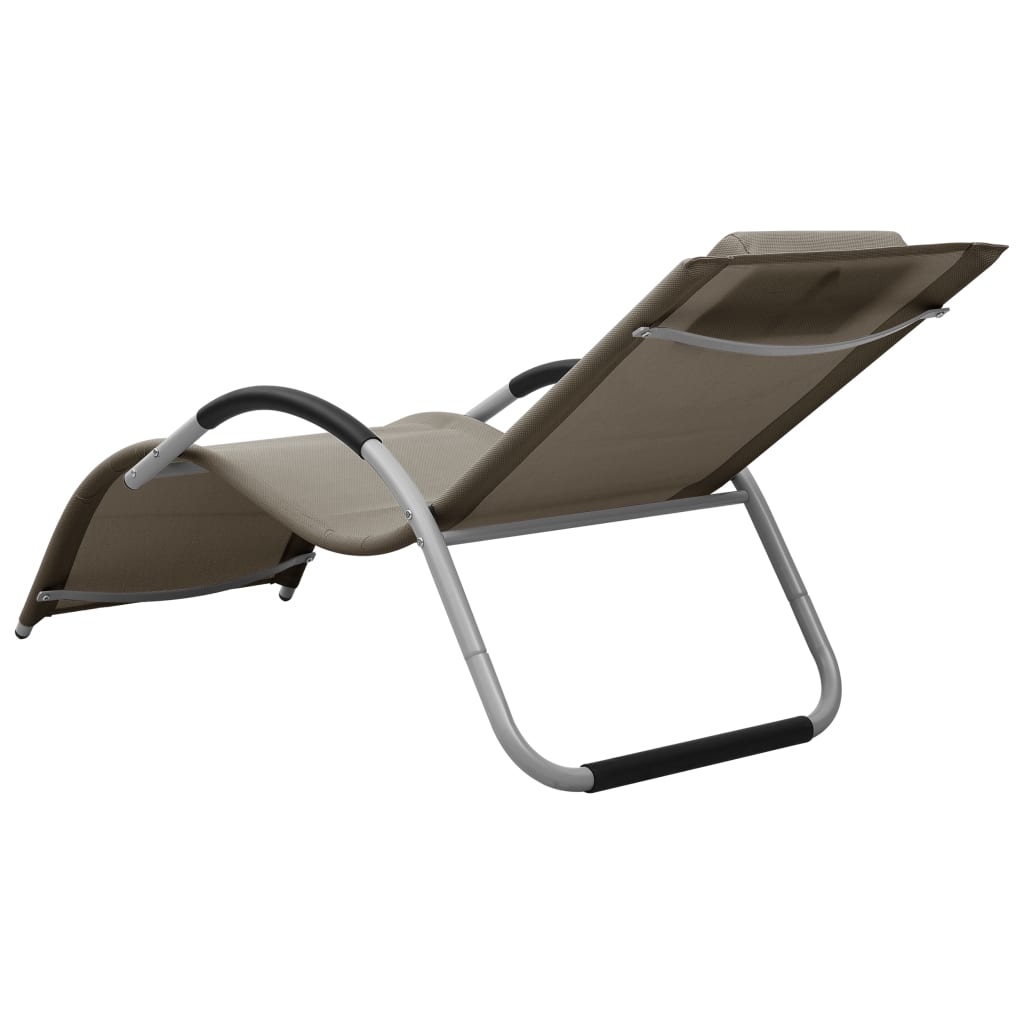 Chaise longue en textilène taupe et gris