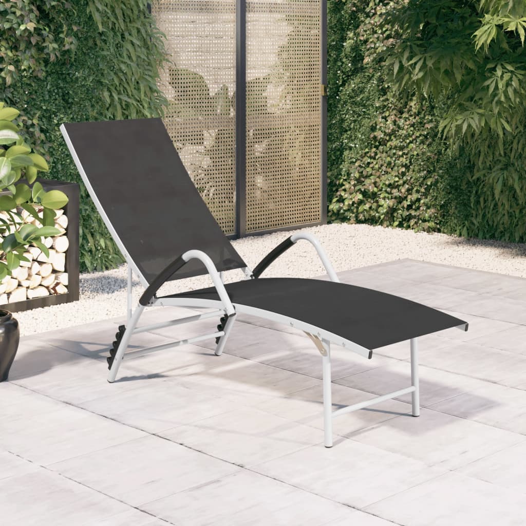 Bain de soleil en textilène et aluminium noir