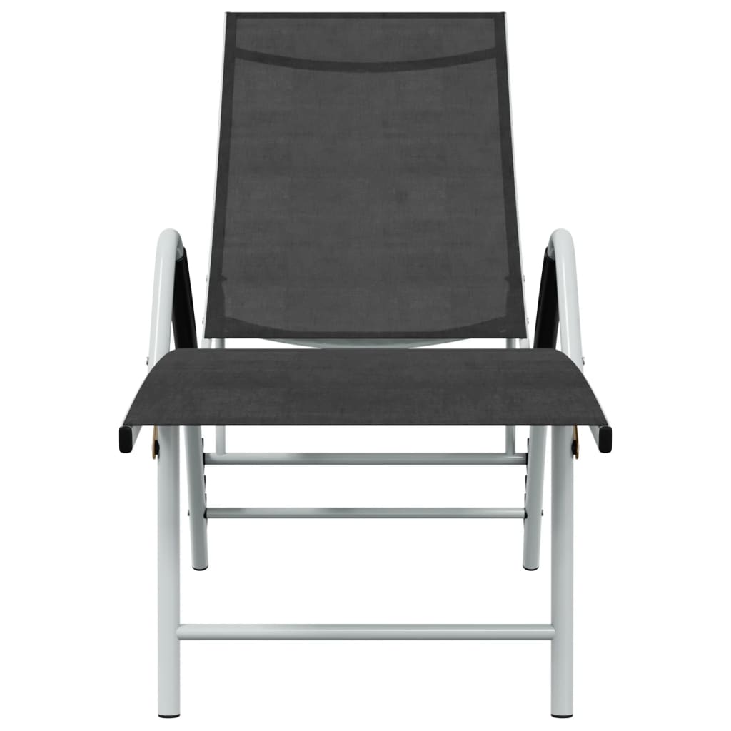 Bain de soleil en textilène et aluminium noir