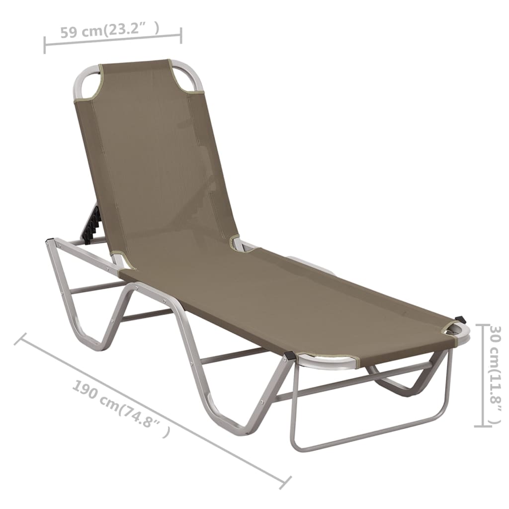 Sun lounger aluminum and textilene taupe
