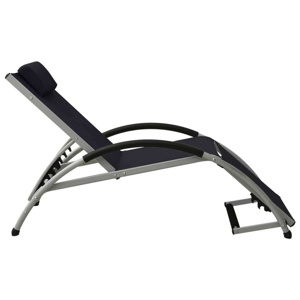 Chaise longue avec coussin Textilène Noir
