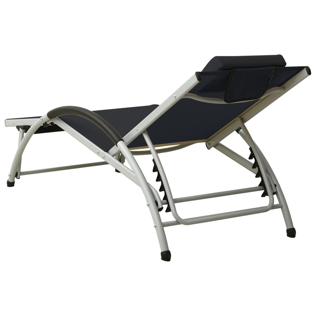 Chaise longue avec coussin Textilène Noir