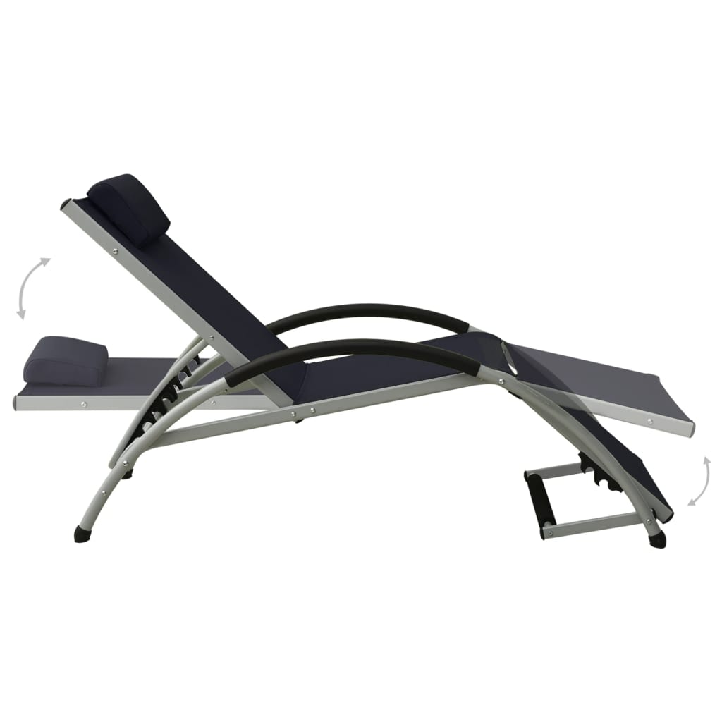 Chaise longue avec coussin Textilène Noir