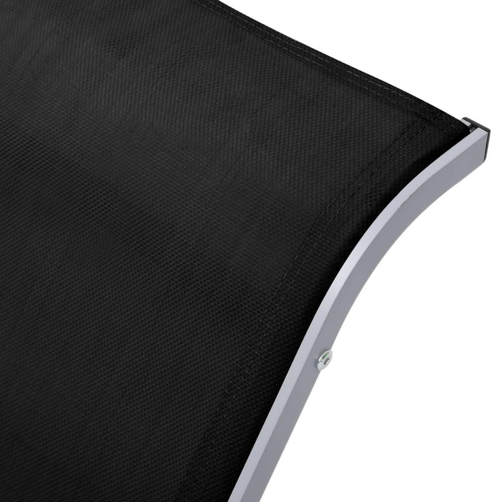 Chaises longues 2 pièces avec table en aluminium noir