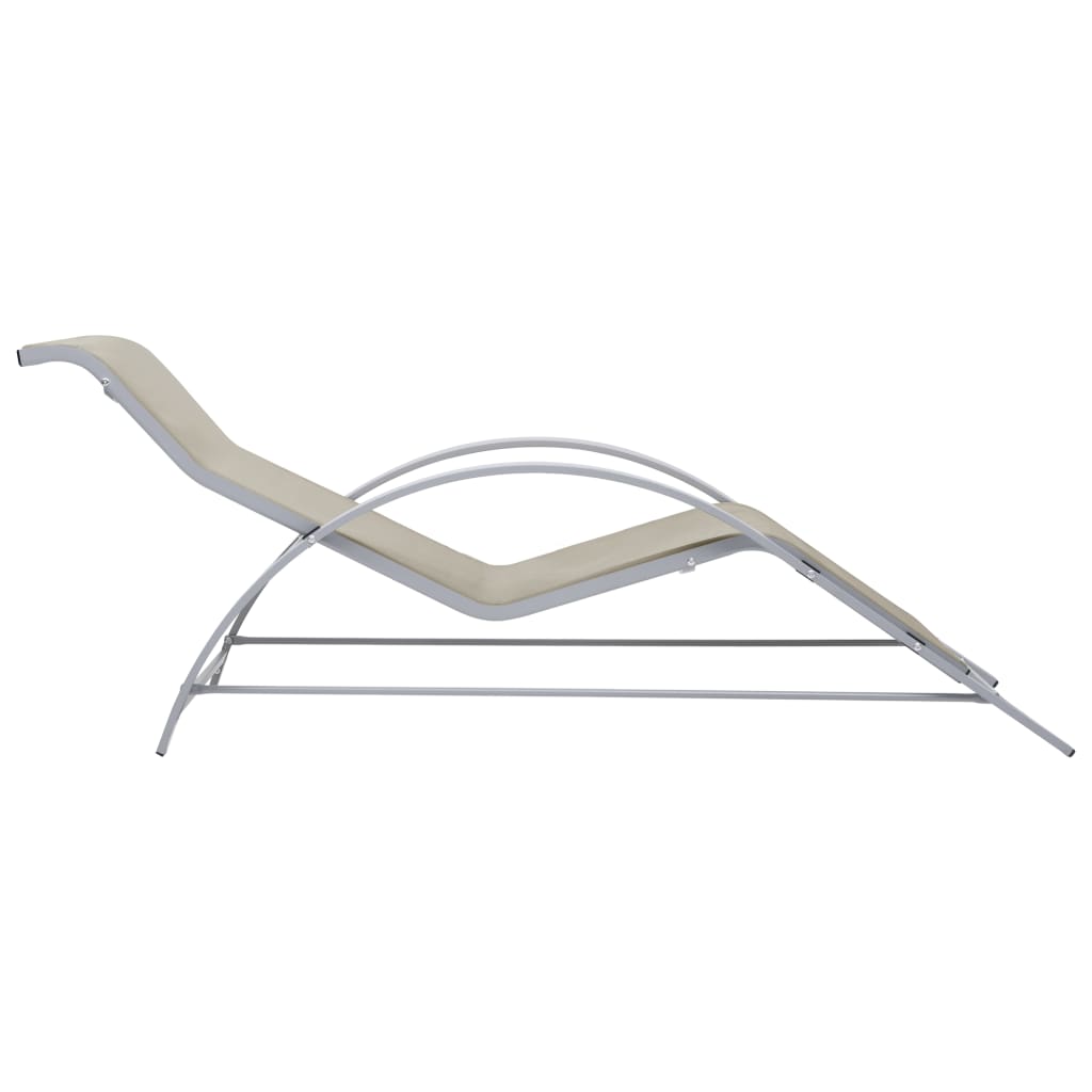 Bain de soleil en textilène et aluminium blanc crème