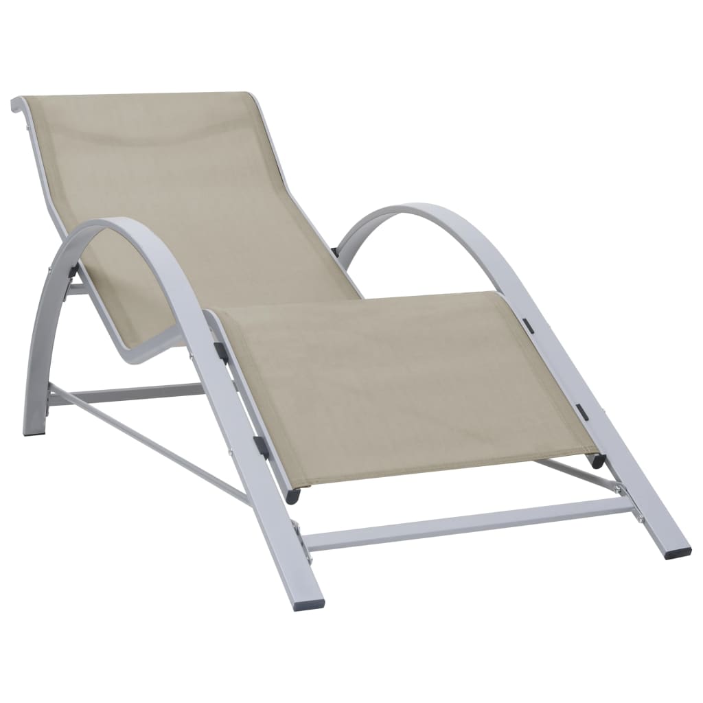 Chaises longues 2 pièces avec table en aluminium blanc crème