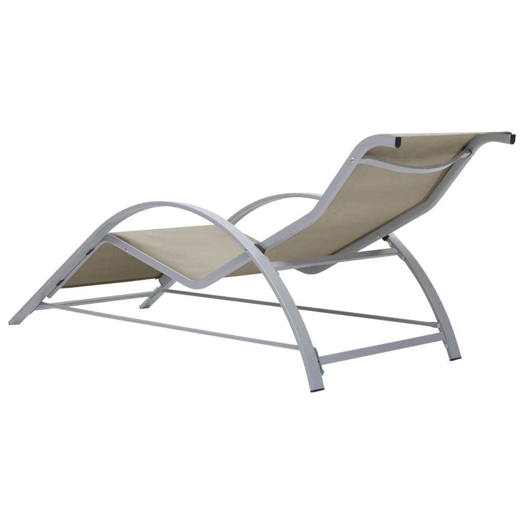 Chaises longues 2 pièces avec table en aluminium blanc crème