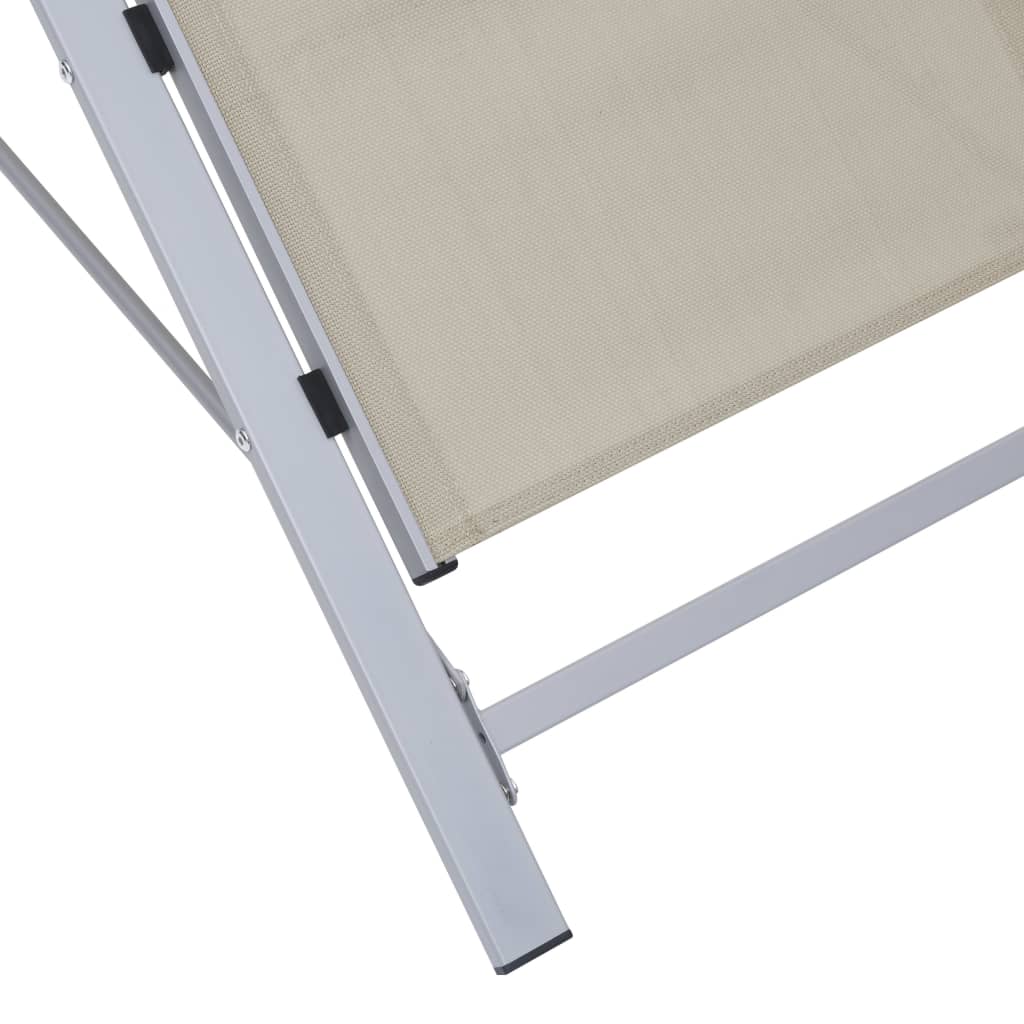Chaises longues 2 pièces avec table en aluminium blanc crème