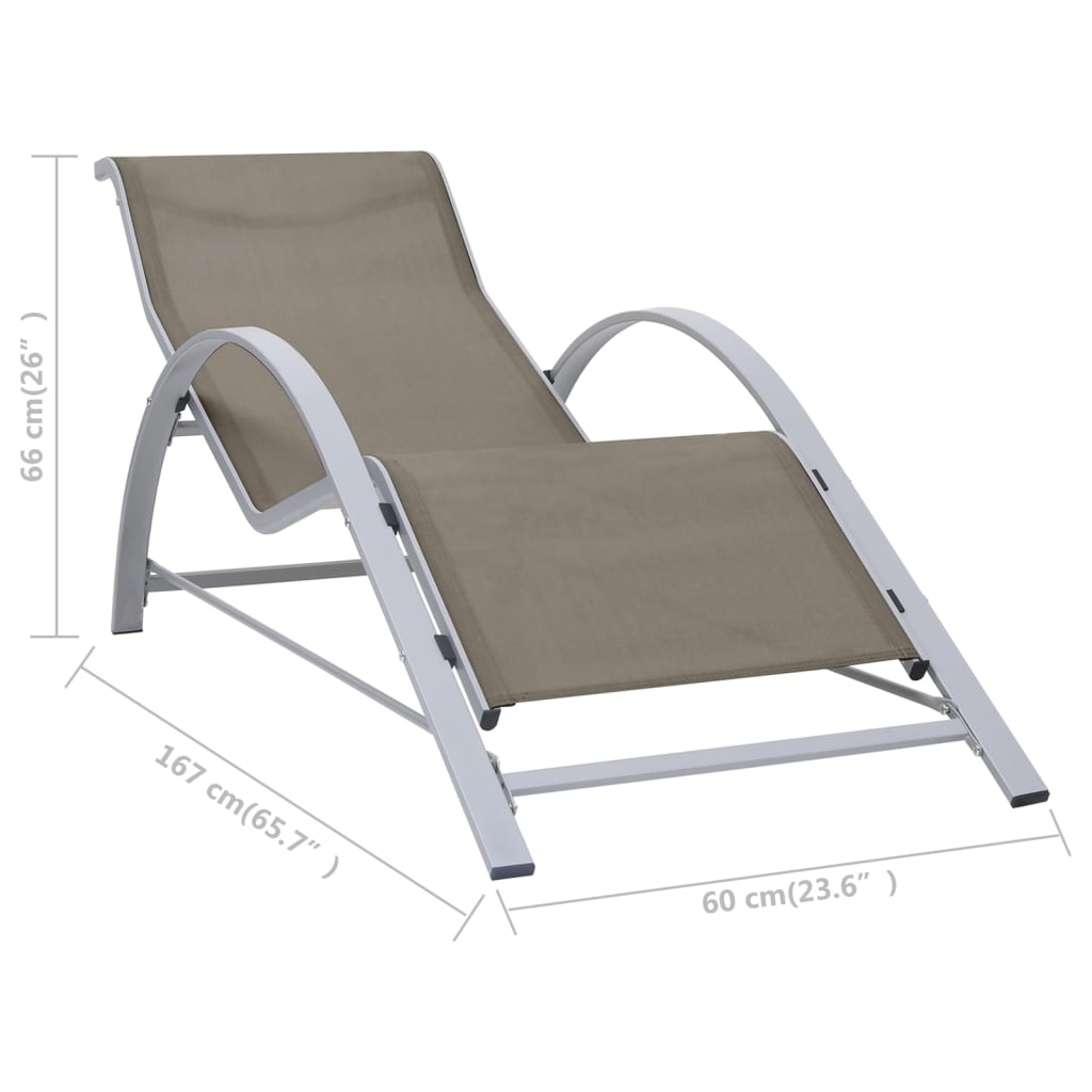 Bain de soleil textilène et aluminium taupe
