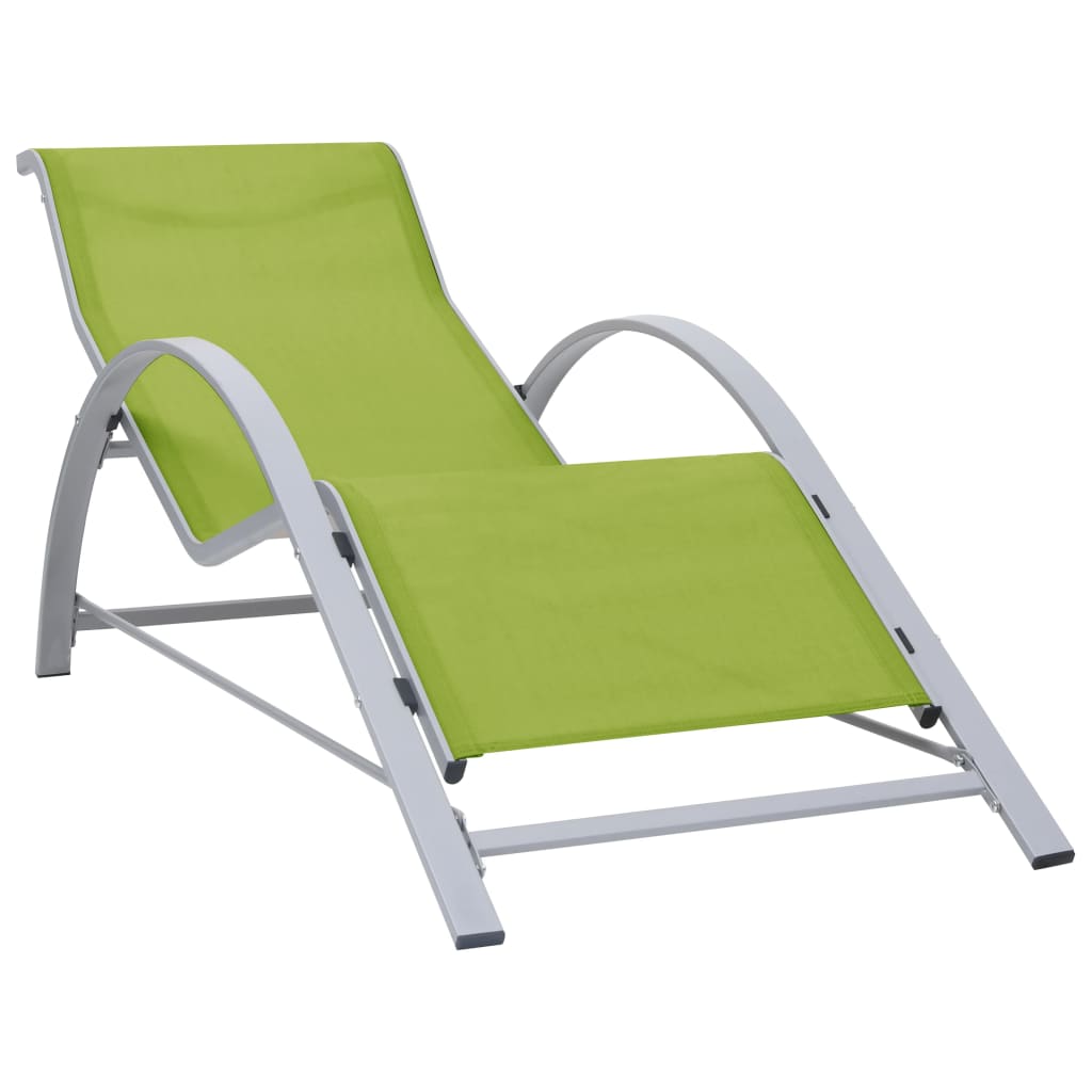 Bain de soleil en textilène et aluminium vert