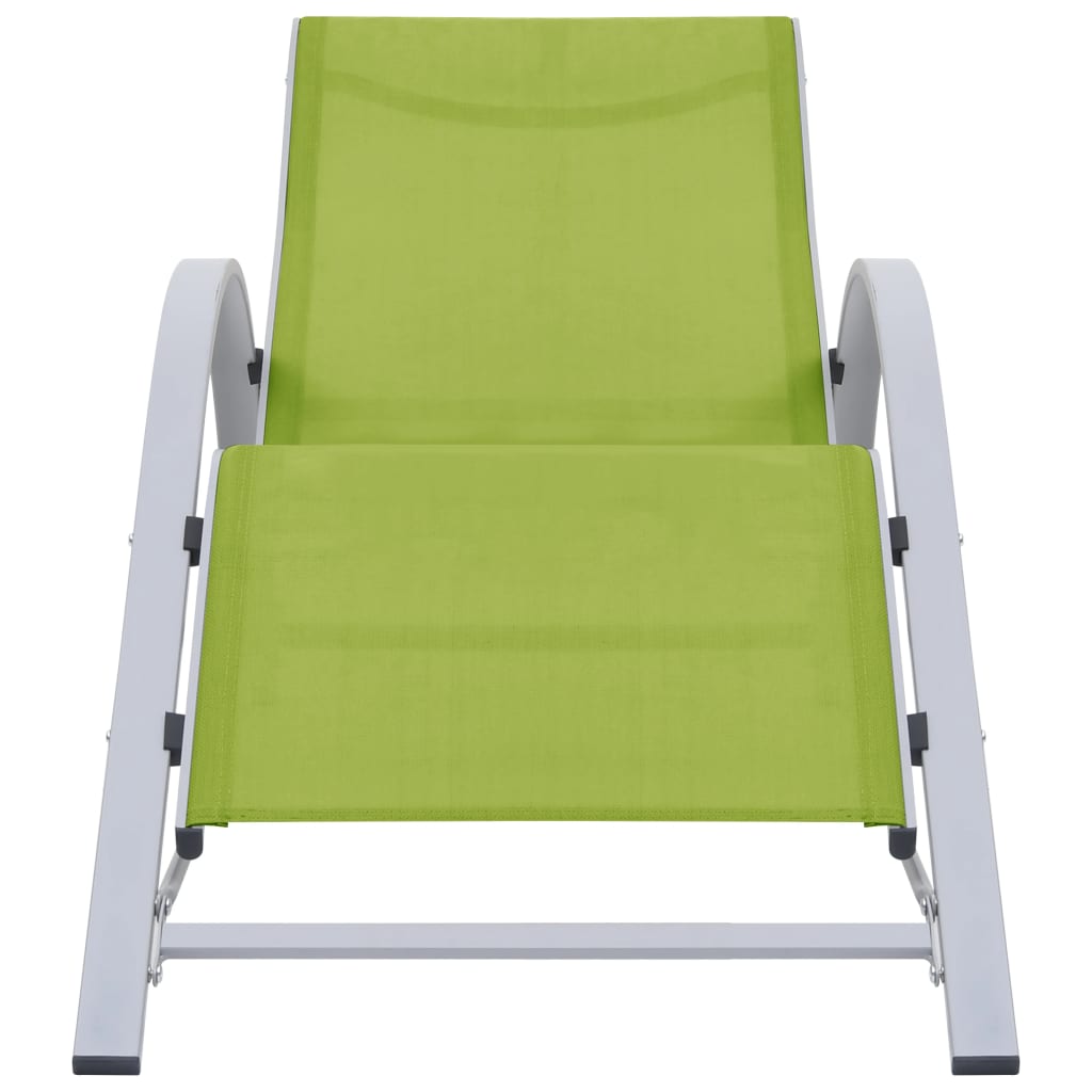 Bain de soleil en textilène et aluminium vert