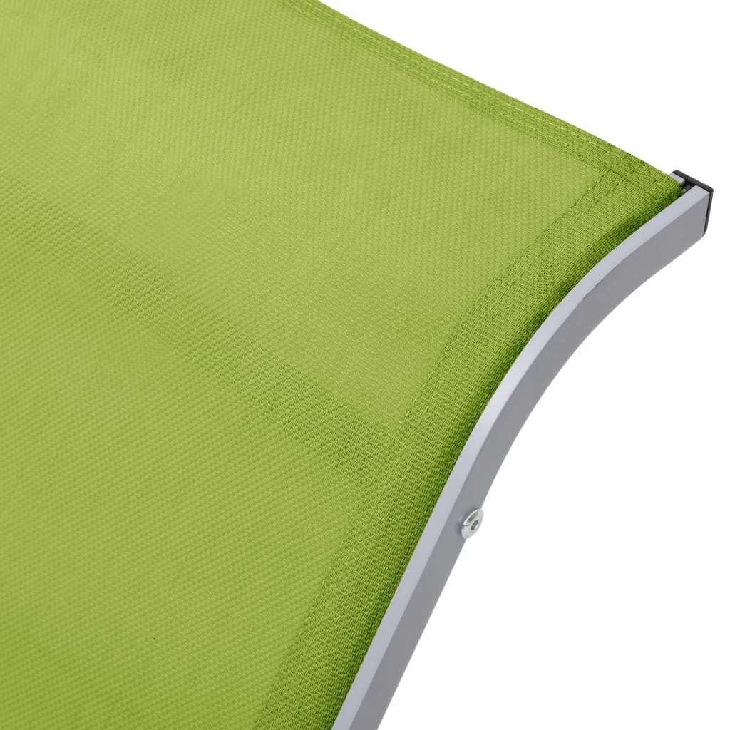 Bain de soleil en textilène et aluminium vert