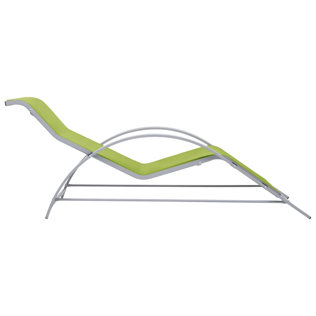 Chaises longues 2 pièces avec table en aluminium vert