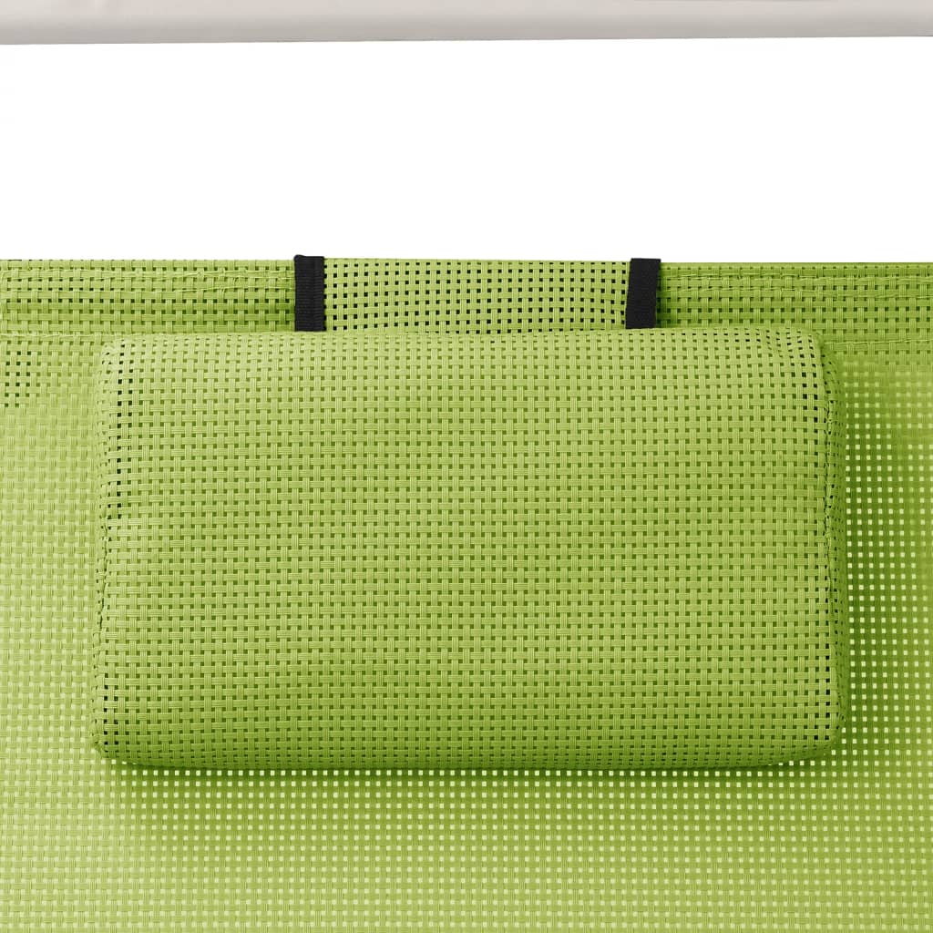 Bain de soleil double avec pare-soleil en textilène vert