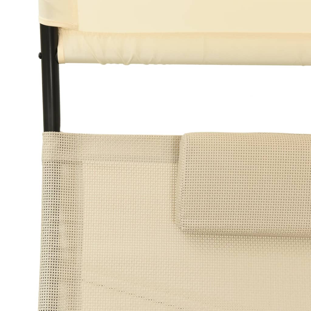 Double sun lounger with sun canopy Textilene Cream