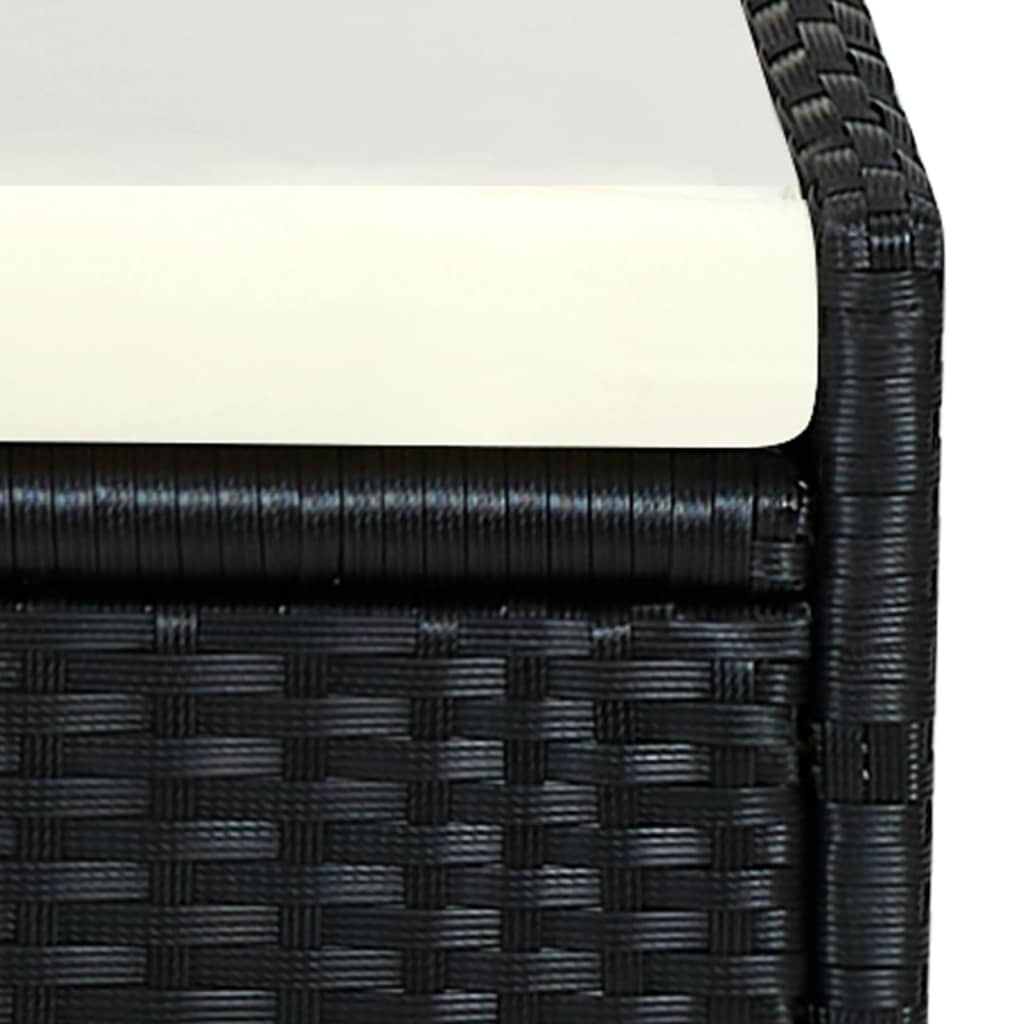 Bain de soleil avec coussin poly rotin noir