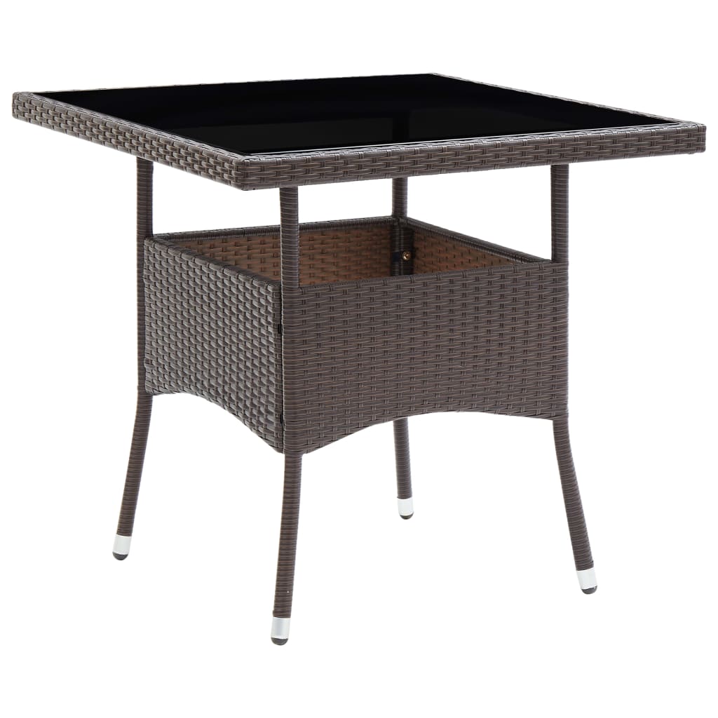 Table à manger de jardin en résine tressée marron