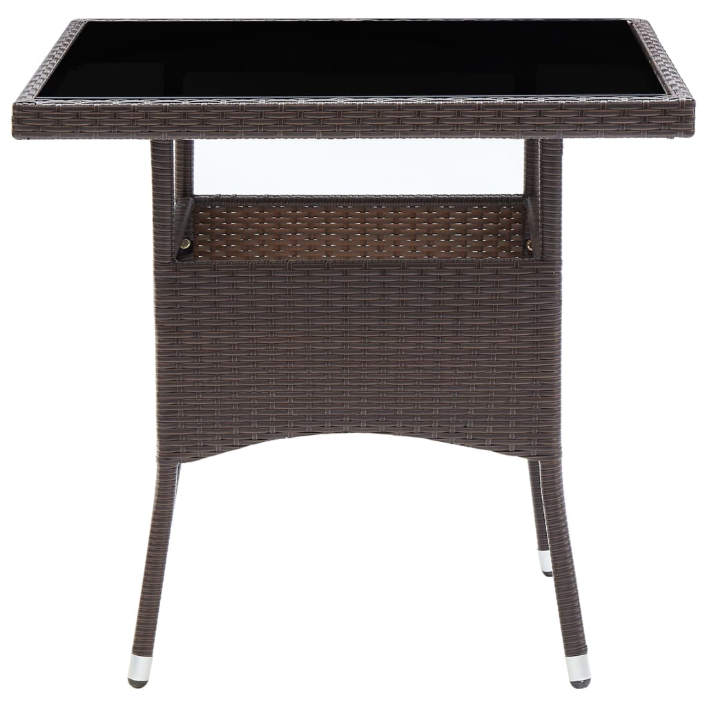 Table à manger de jardin en résine tressée marron