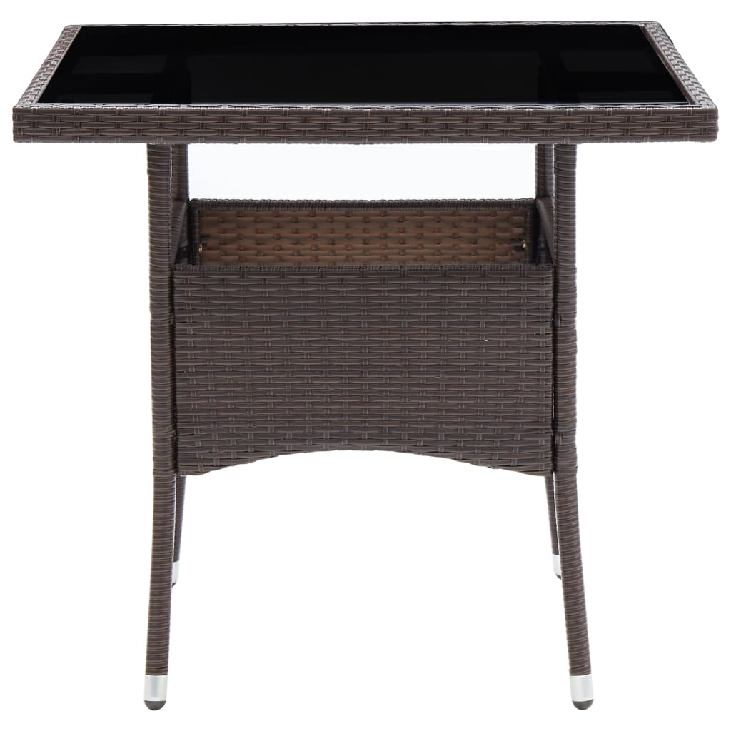 Table à manger de jardin en résine tressée marron