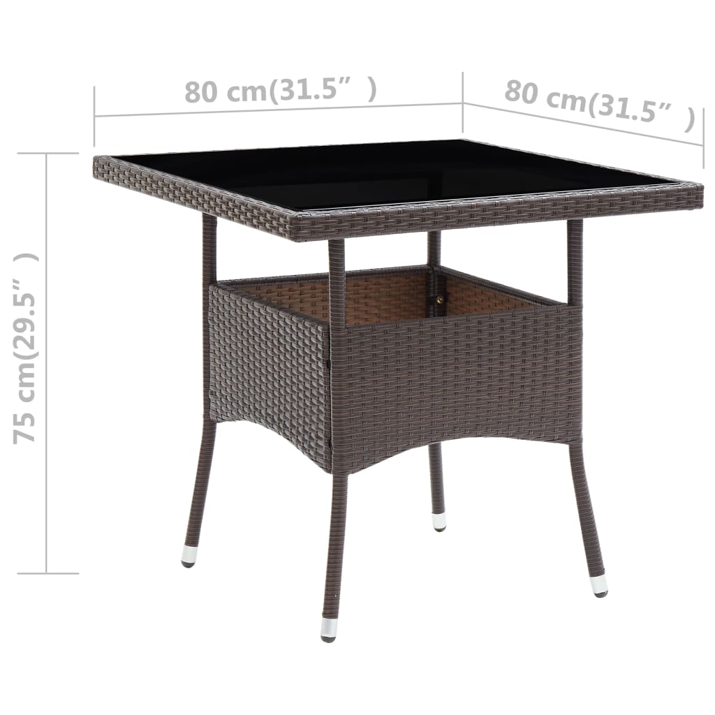 Table à manger de jardin en résine tressée marron