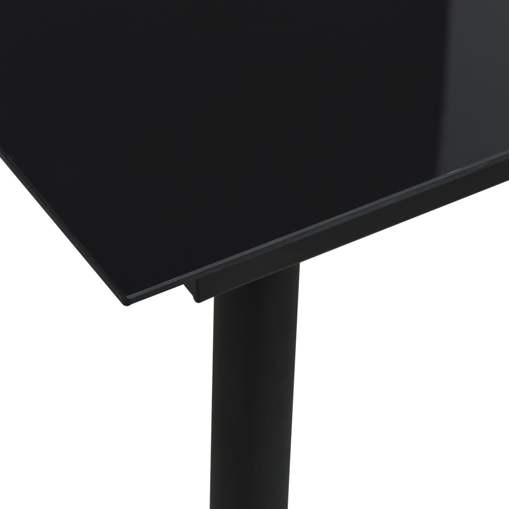 Garden dining table black 80x80x74 cm steel and glass