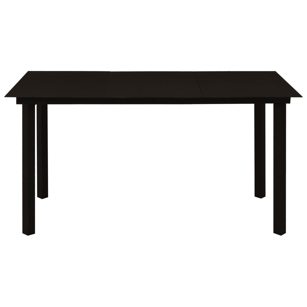 Garden dining table black 150x80x74 cm steel and glass