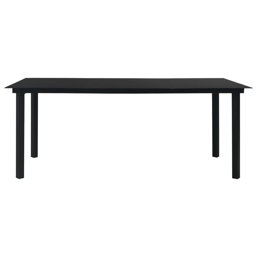 Table à manger de jardin noire 190x90x74 cm acier et verre