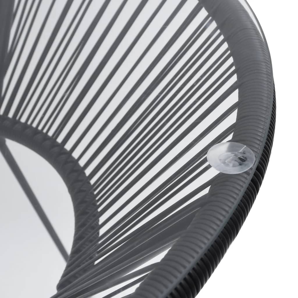 Garden dining table black Ø70x74 cm rattan and glass