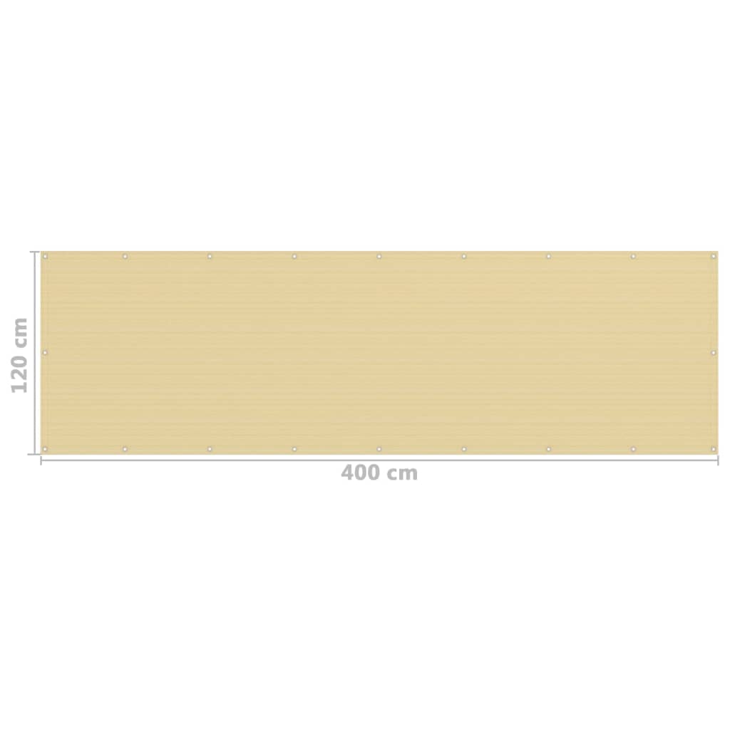 Balkon-Sichtschutz Beige 120x400 cm HDPE