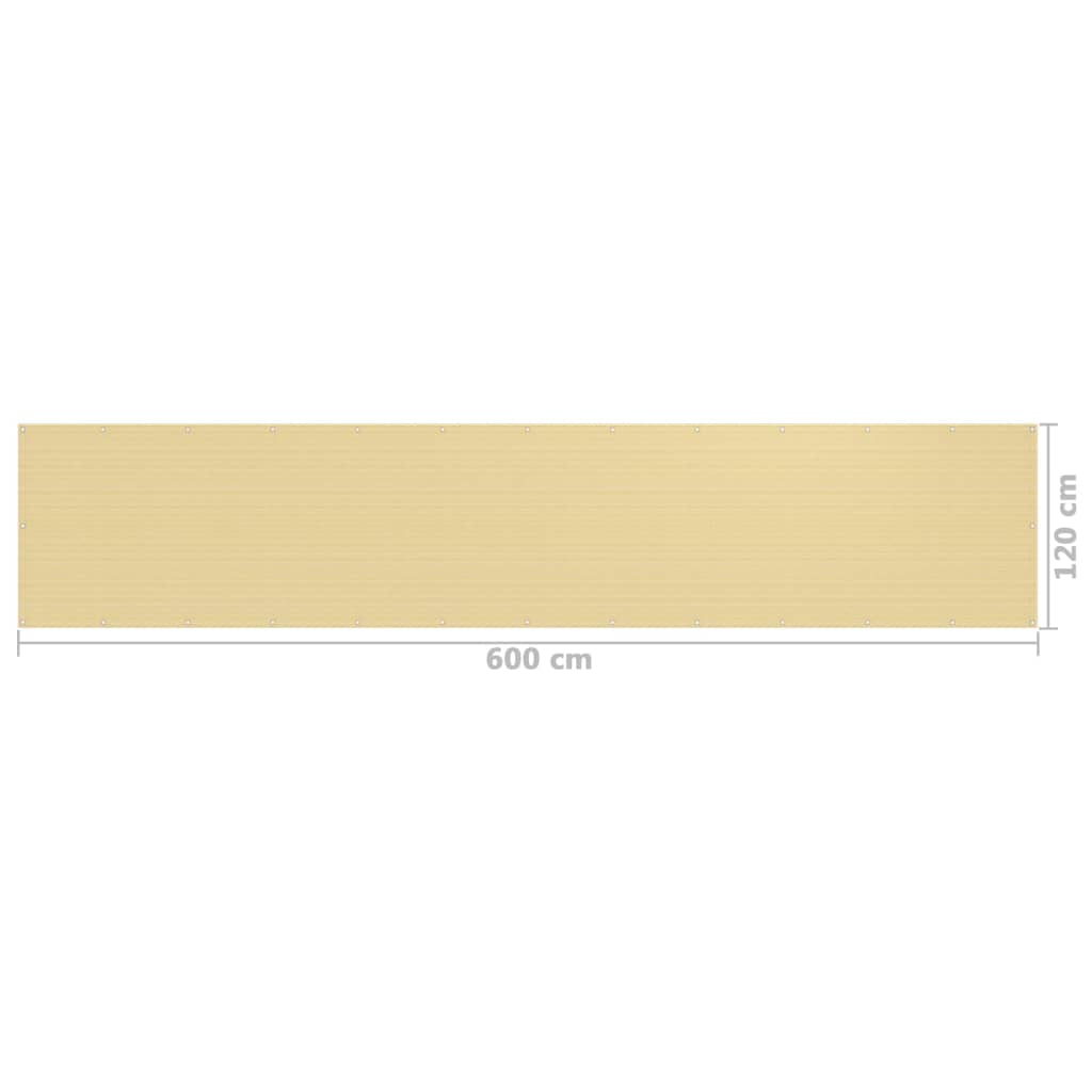 Balkon-Sichtschutz Beige 120x600 cm HDPE