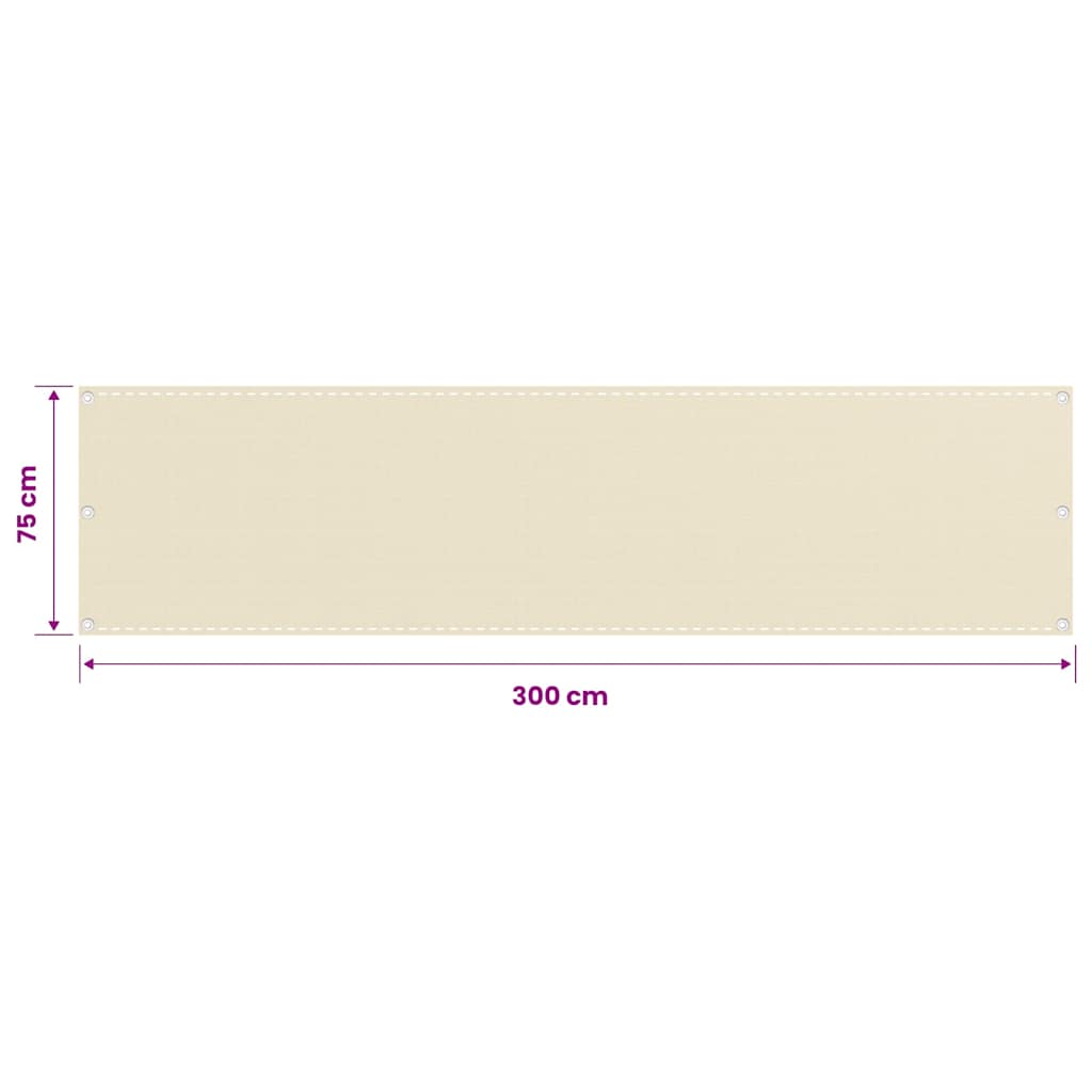 Balkon Sichtschutz Creme 75x300 cm HDPE