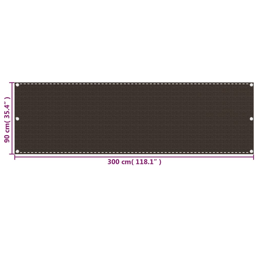 Balkon-Sichtschutz Braun 90x300 cm HDPE