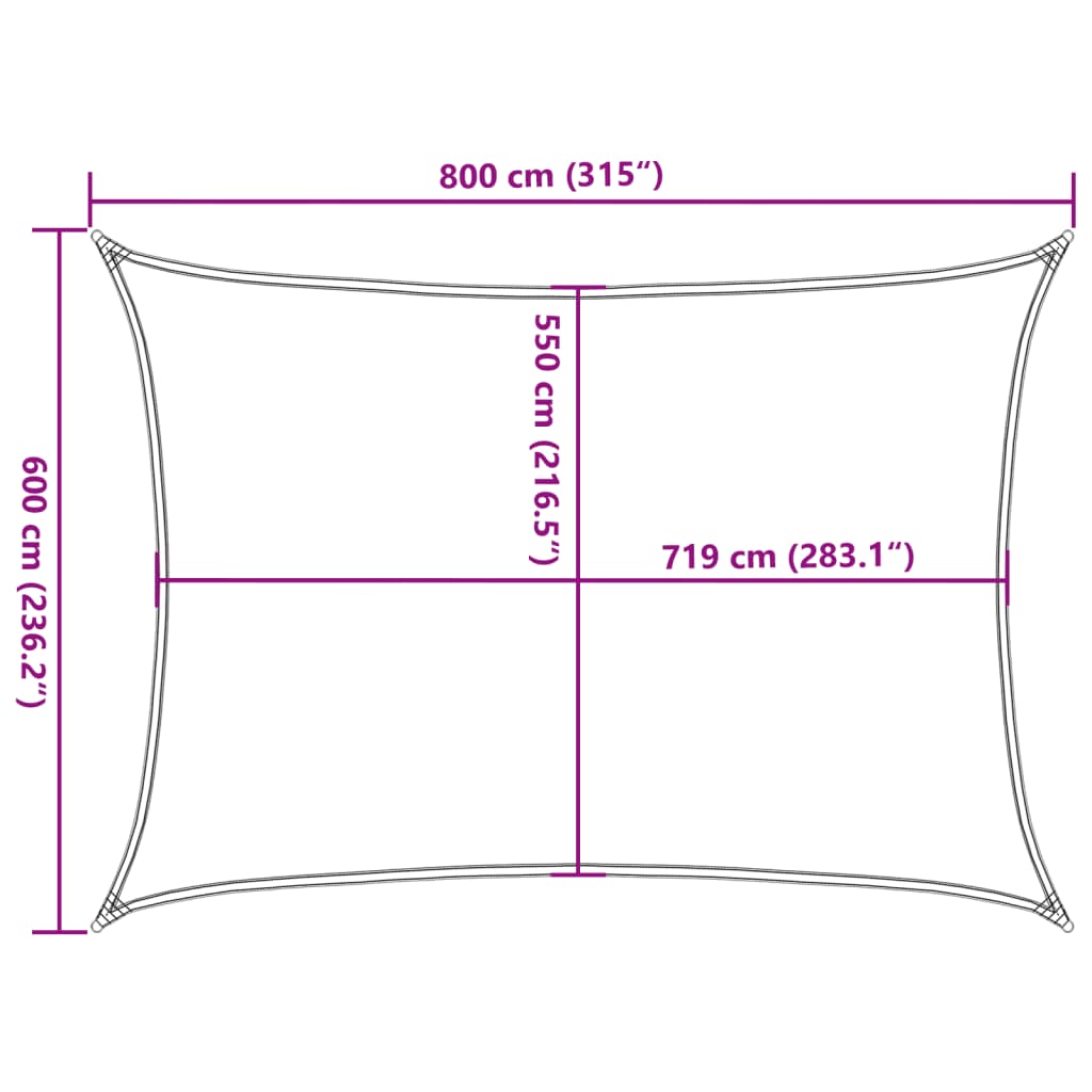 Sonnensegel 160 g/m² Weiß 6x8 m HDPE