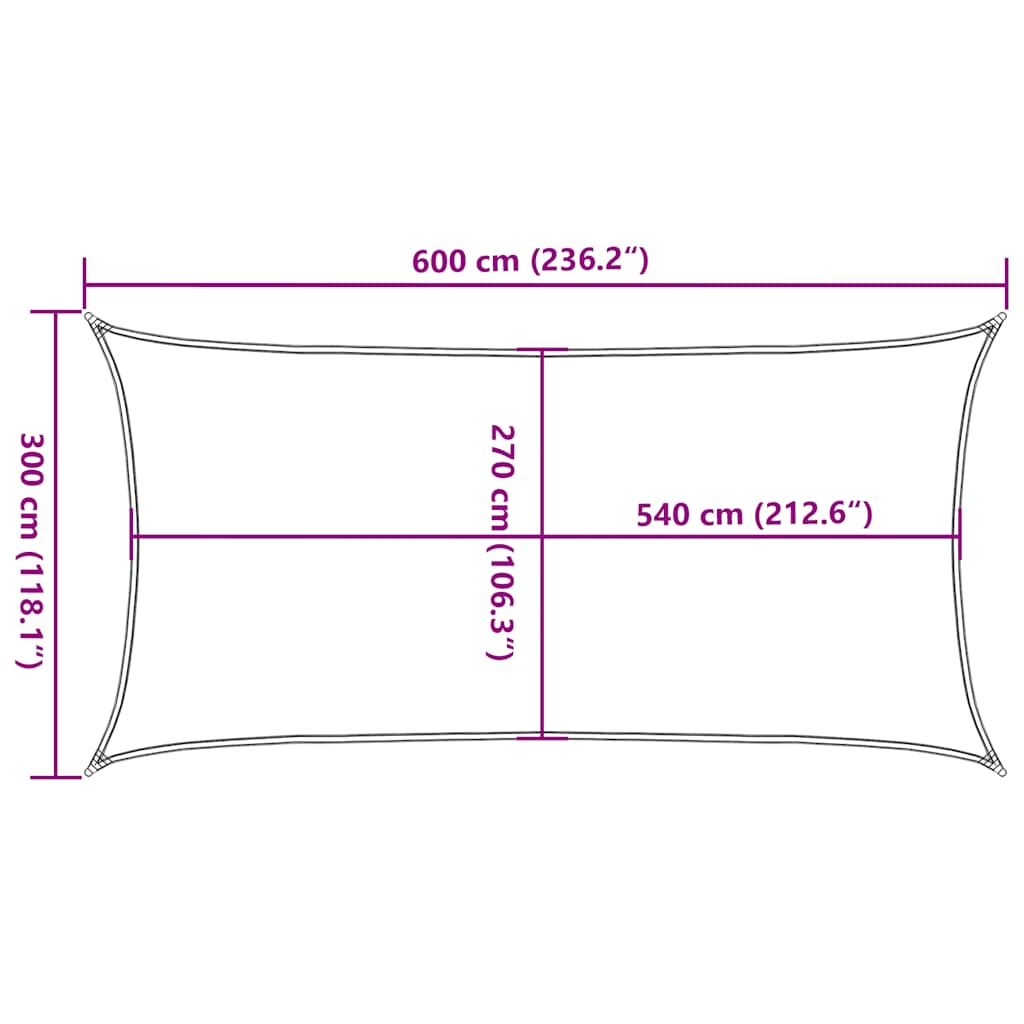 Sonnensegel 160 g/m² Taupe 3x6 m HDPE