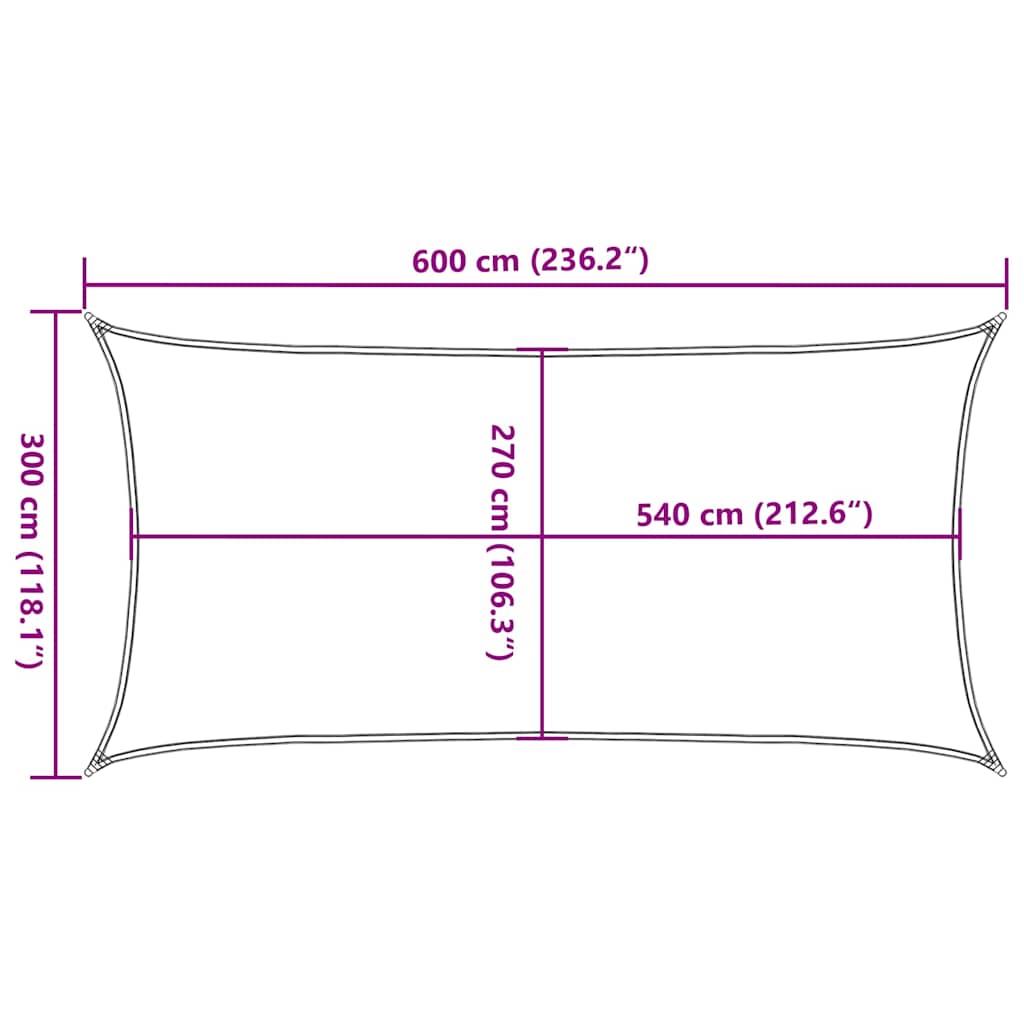 Sonnensegel 160 g/m² Gelb 3x6 m HDPE
