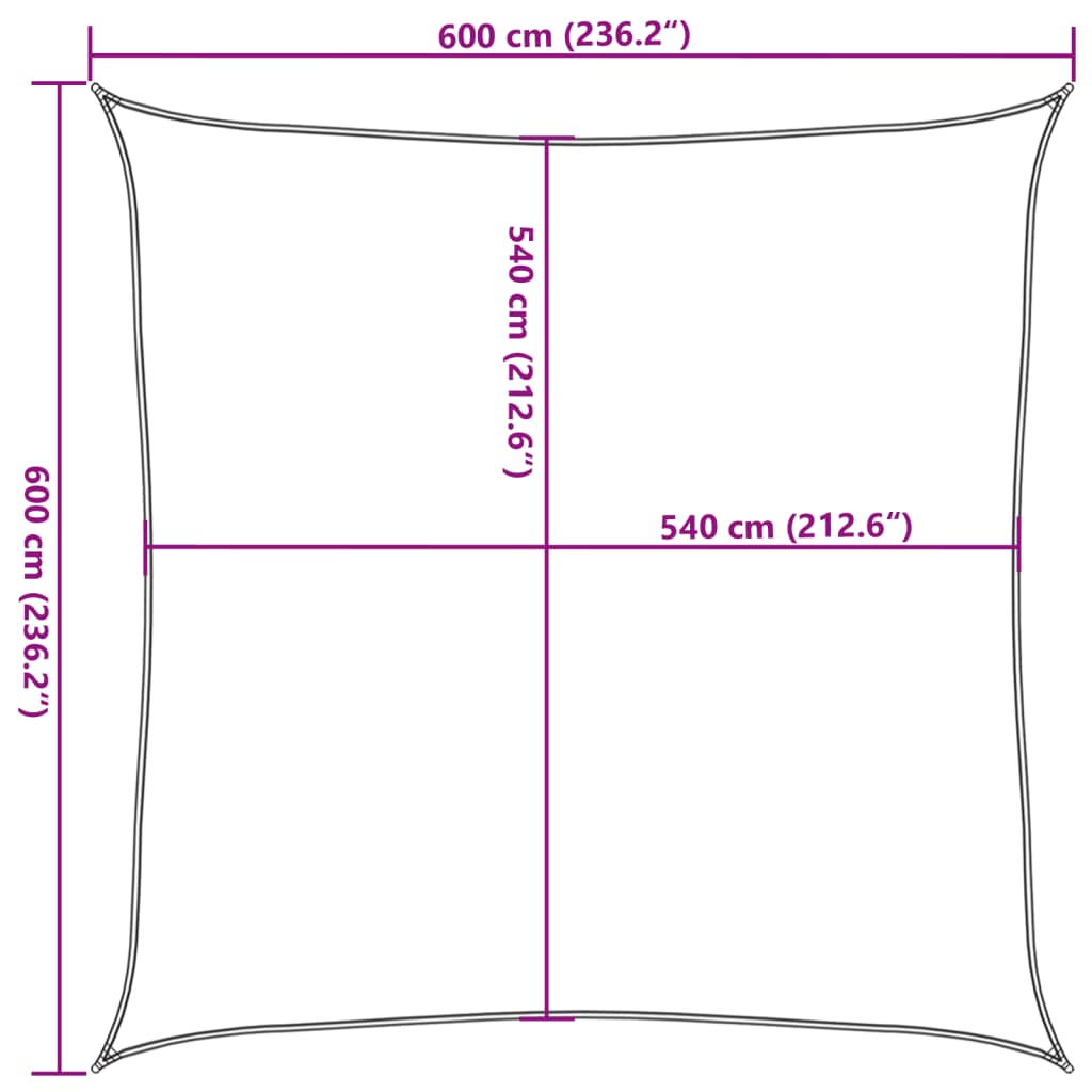 Sonnensegel 160 g/m² Schwarz 6x6 m HDPE