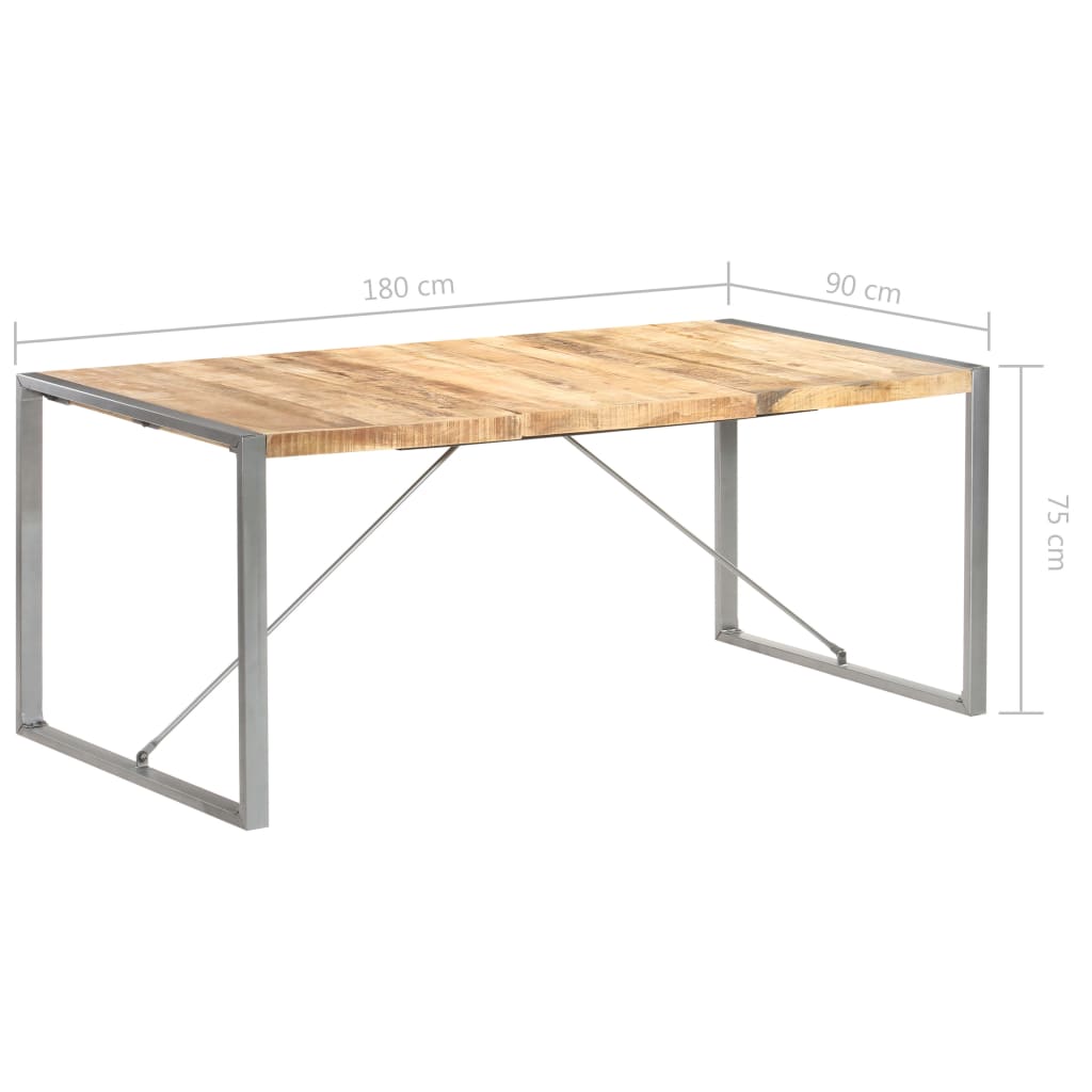 Dining table 180x90x75 cm rough mango solid wood
