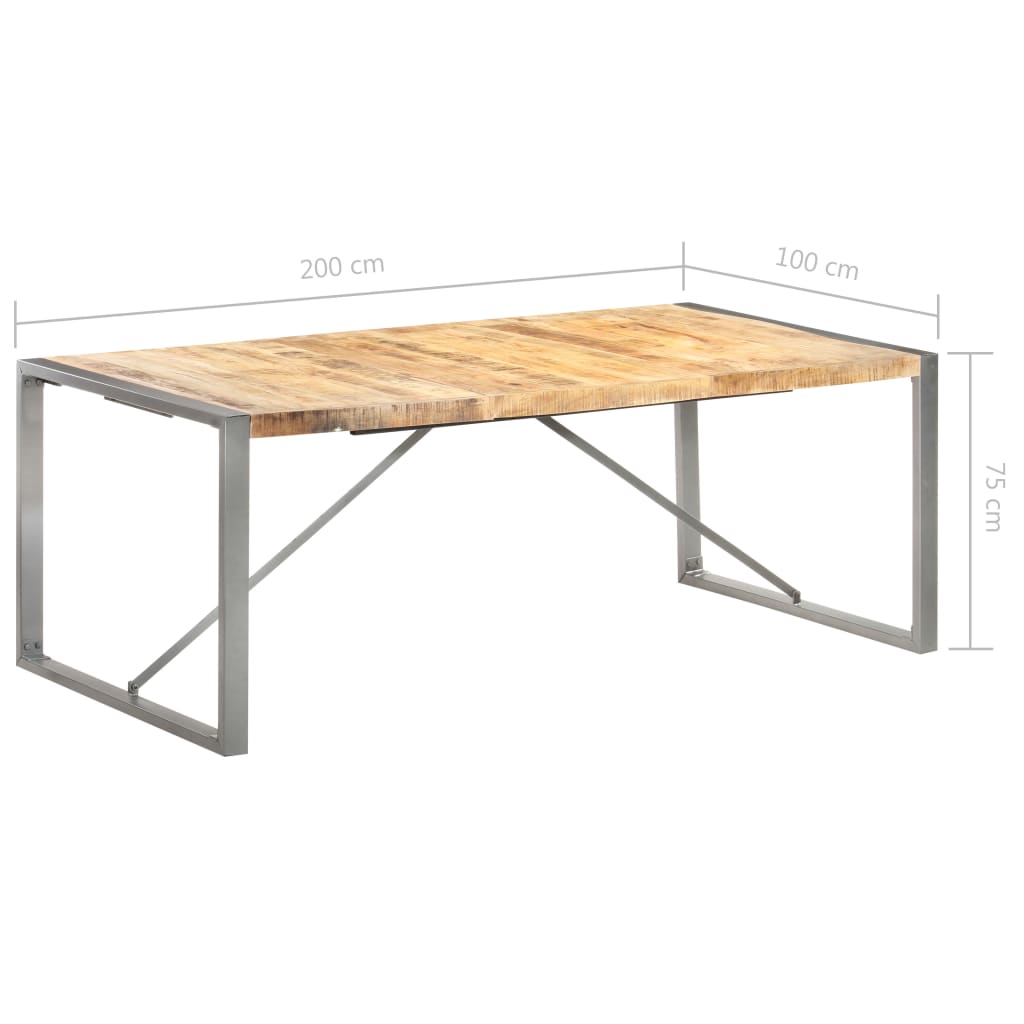 Dining table 200x100x75 cm rough mango solid wood