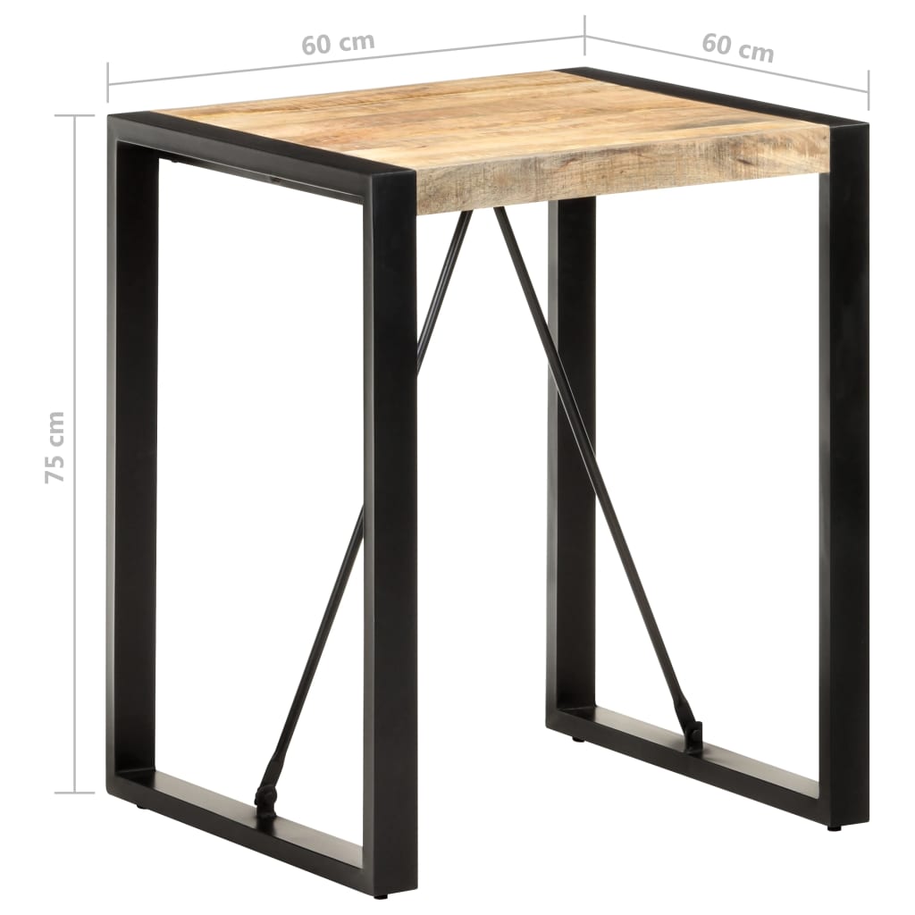 Dining table 60x60x75 cm rough mango solid wood