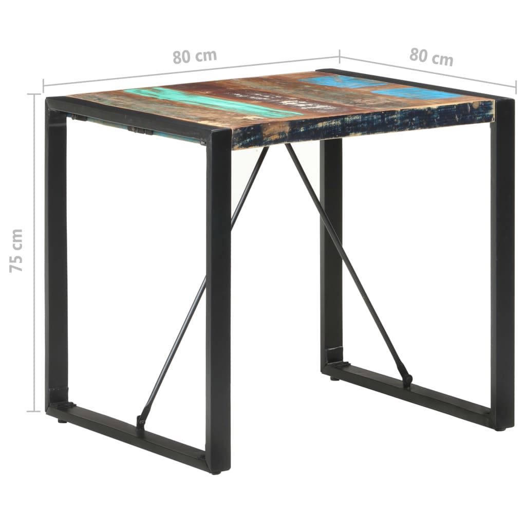 Dining table 80x80x75 cm solid reclaimed wood