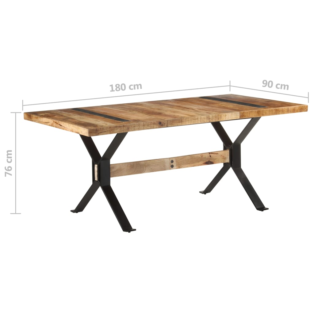 Dining table 180x90x76 cm Rough mango wood
