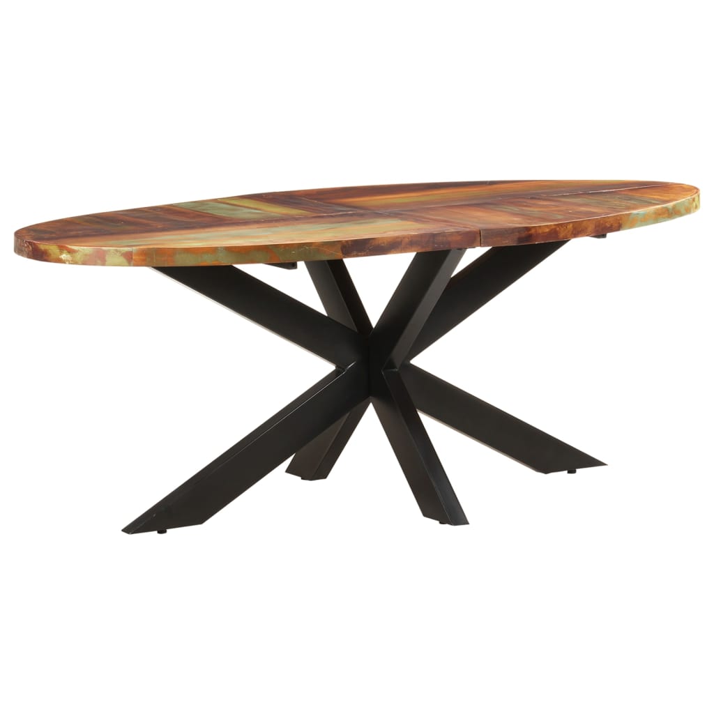 Table à manger ovale 200x100x75 cm en bois massif de récupération