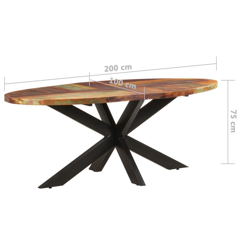 Table à manger ovale 200x100x75 cm en bois massif de récupération