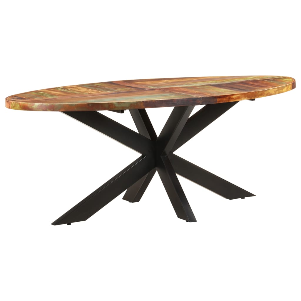 Table à manger ovale 200x100x75 cm en bois massif de récupération
