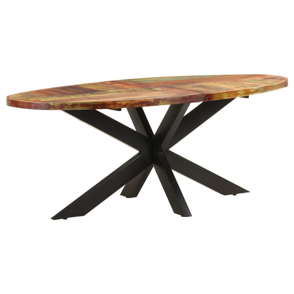 Table à manger ovale 200x100x75 cm en bois massif de récupération